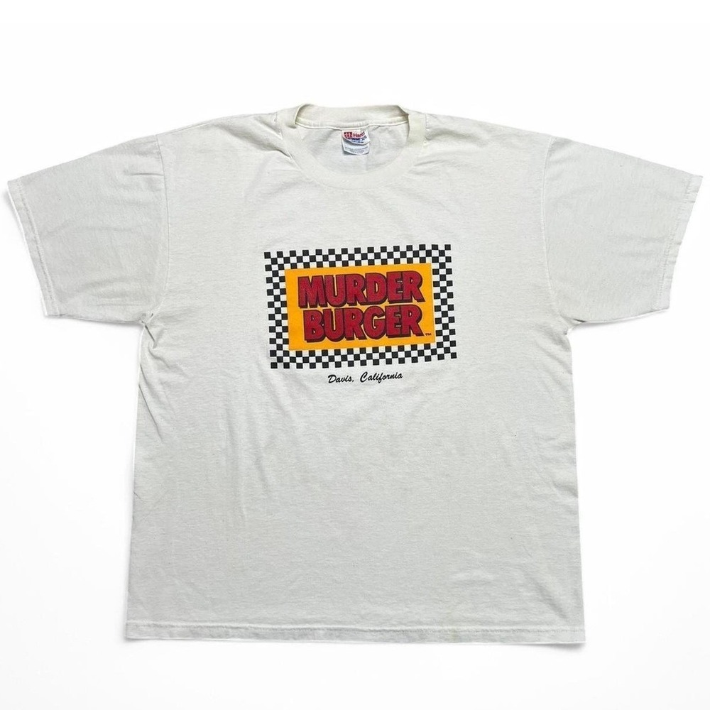 Hanes T-Shirt Mens Large Murder Burger Davis California Vintage Graphic Tee